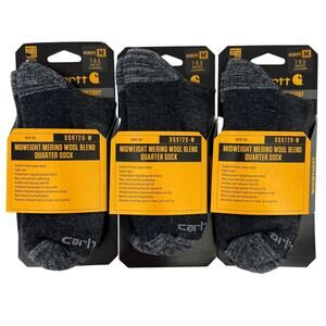 Carhartt SQ9720-W Womens Size Medium 7-9.5 Merino Wool Quarter Socks 3 Pair